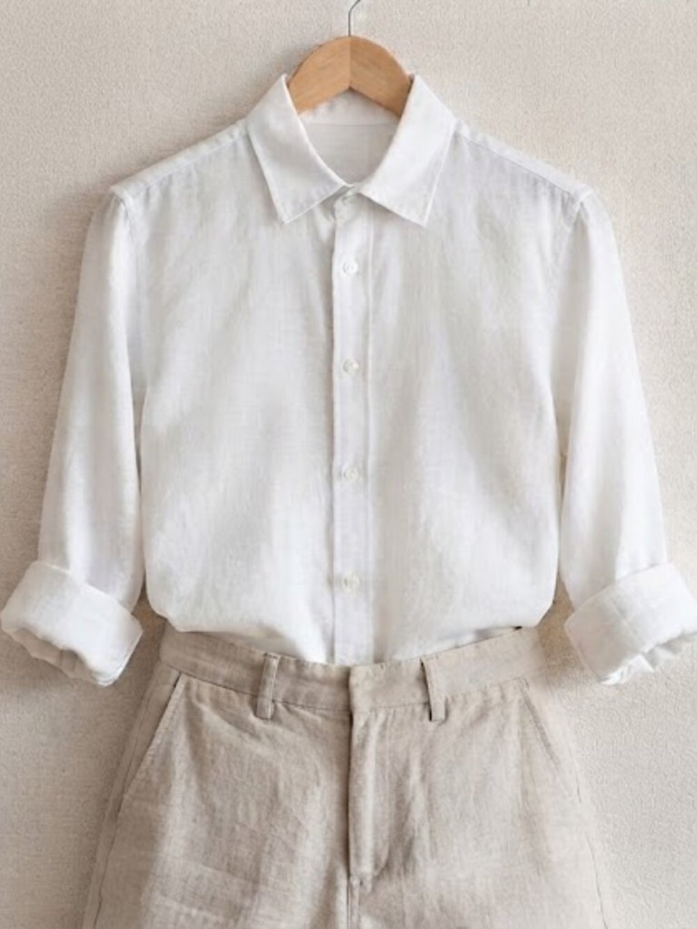 Uniqlo - Premium Linen Long-Sleeve Shirt Button-Up Collar 075682 | White: Medium